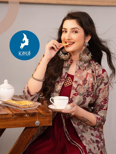 KAYA KURTI BEST ONE 3 CHANDERI KURTI WITH JACKET 9.jpg
