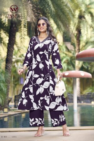 WOODEE PAYAL Rehmat Boutique  WOODEE PAYAL RAYON PRINTED CO ORD SET CATALOGUE 8.jpg