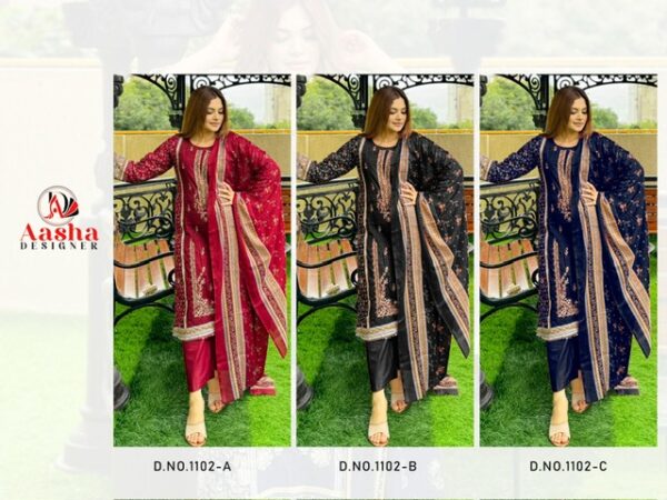 AASHA DESIGNER D.NO 1102 Rehmat Boutique  AASHA DESIGNER 1102 PAKISTANI SUITS WHOLESALE 1.jpg