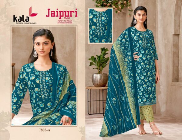 KALA JAIPURI VOL 8 Rehmat Boutique  KALA JAIPURI VOL 8 READYMADE KURTI PANT WITH DUPATTA 10.jpg