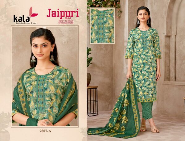 KALA JAIPURI VOL 8 Rehmat Boutique  KALA JAIPURI VOL 8 READYMADE KURTI PANT WITH DUPATTA 12.jpg