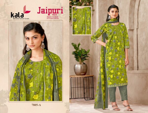 KALA JAIPURI VOL 8 Rehmat Boutique  KALA JAIPURI VOL 8 READYMADE KURTI PANT WITH DUPATTA 3.jpg