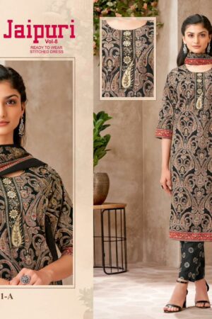 KALA JAIPURI VOL 8 Rehmat Boutique  KALA JAIPURI VOL 8 READYMADE KURTI PANT WITH DUPATTA 4.jpg