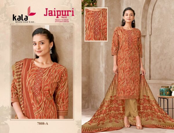 KALA JAIPURI VOL 8 Rehmat Boutique  KALA JAIPURI VOL 8 READYMADE KURTI PANT WITH DUPATTA 5.jpg