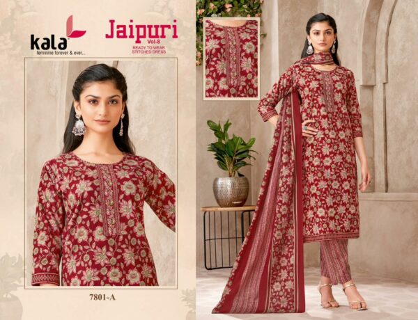 KALA JAIPURI VOL 8 Rehmat Boutique  KALA JAIPURI VOL 8 READYMADE KURTI PANT WITH DUPATTA 8.jpg