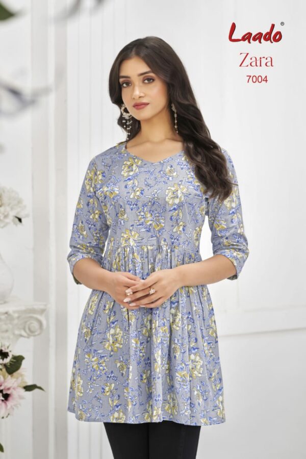 LAADO ZARA VOL 7 Rehmat Boutique  LAADO ZARA VOL 7 COTTON PRINTED SHORT KURTI 10.jpg