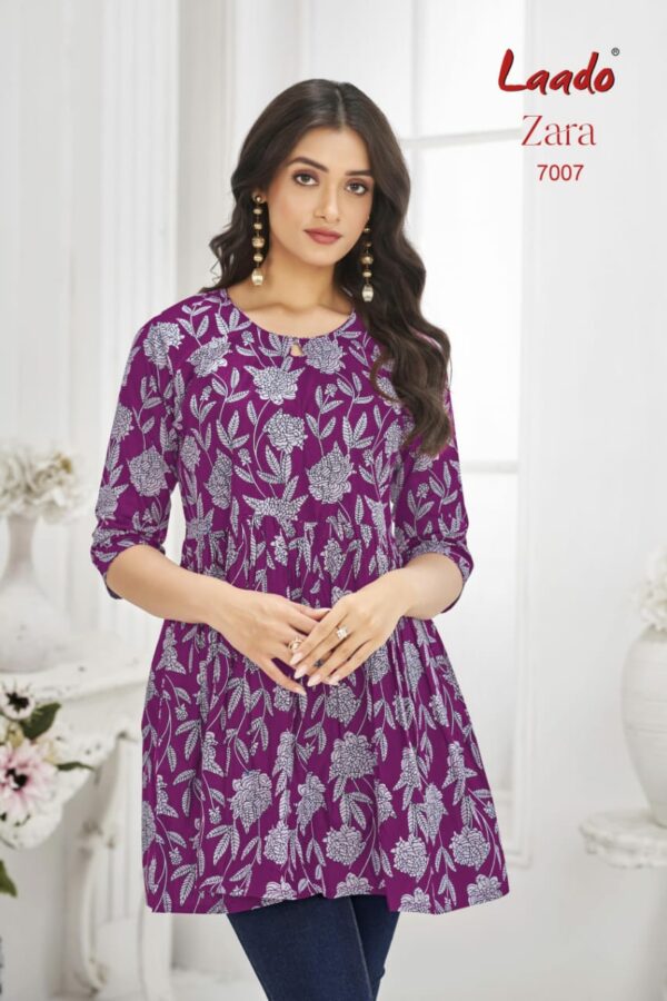 LAADO ZARA VOL 7 Rehmat Boutique  LAADO ZARA VOL 7 COTTON PRINTED SHORT KURTI 12.jpg