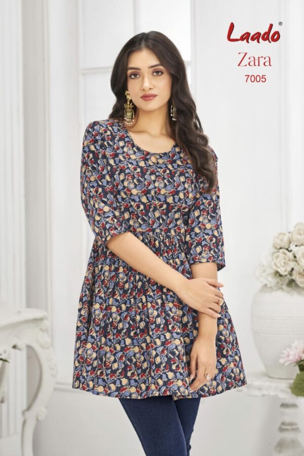 LAADO ZARA VOL 7 Rehmat Boutique  LAADO ZARA VOL 7 COTTON PRINTED SHORT KURTI 5.jpg