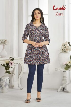 LAADO ZARA VOL 7 Rehmat Boutique LAADO ZARA VOL 7 COTTON PRINTED SHORT KURTI 9.jpg