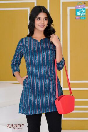 MCM LIFESTYLE KASHVI Rehmat Boutique  MCM LIFESTYLE KASHVI COTTON SHORT KURTI CATALOGUE 1 1.jpg
