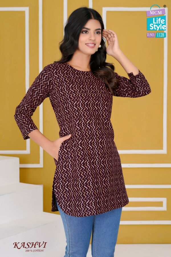 MCM LIFESTYLE KASHVI Rehmat Boutique  MCM LIFESTYLE KASHVI COTTON SHORT KURTI CATALOGUE 10.jpg