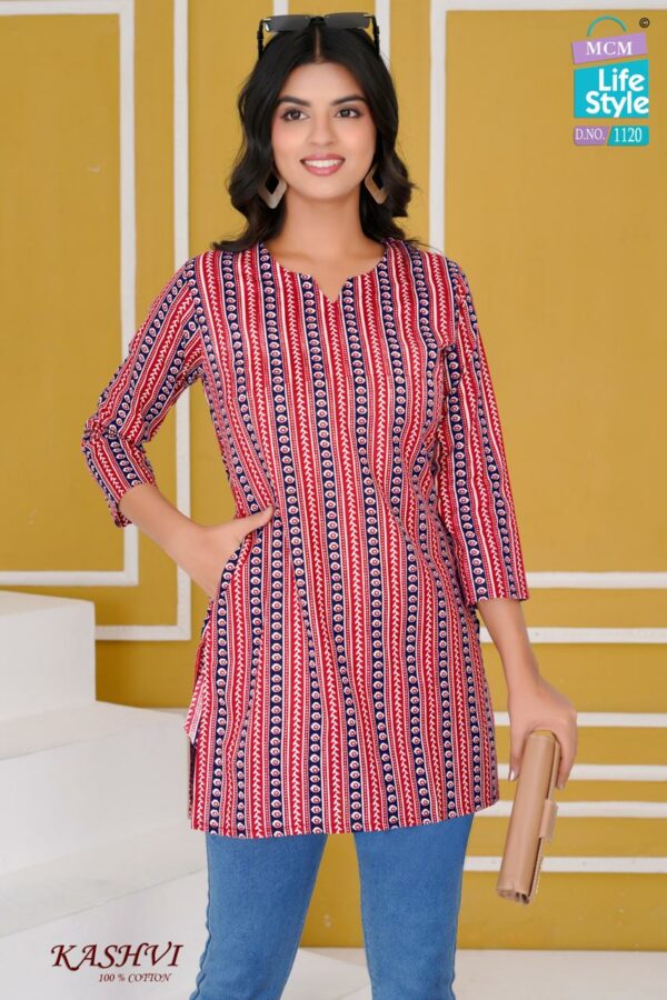 MCM LIFESTYLE KASHVI Rehmat Boutique  MCM LIFESTYLE KASHVI COTTON SHORT KURTI CATALOGUE 18.jpg