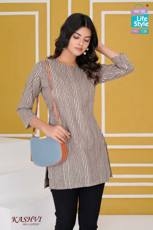 MCM LIFESTYLE KASHVI Rehmat Boutique  MCM LIFESTYLE KASHVI COTTON SHORT KURTI CATALOGUE 19.jpg