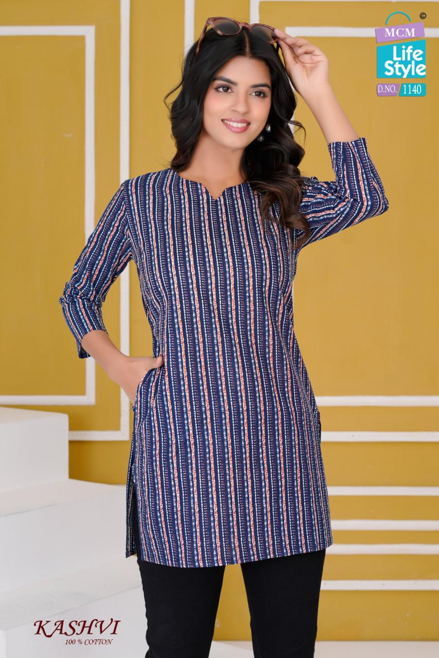 MCM LIFESTYLE KASHVI Rehmat Boutique  MCM LIFESTYLE KASHVI COTTON SHORT KURTI CATALOGUE 2.jpg