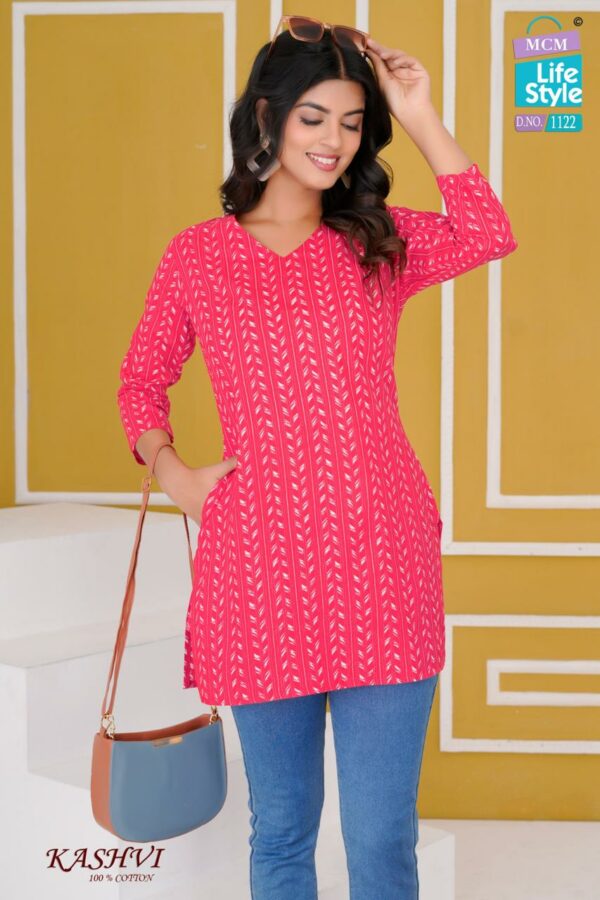 MCM LIFESTYLE KASHVI Rehmat Boutique  MCM LIFESTYLE KASHVI COTTON SHORT KURTI CATALOGUE 21.jpg