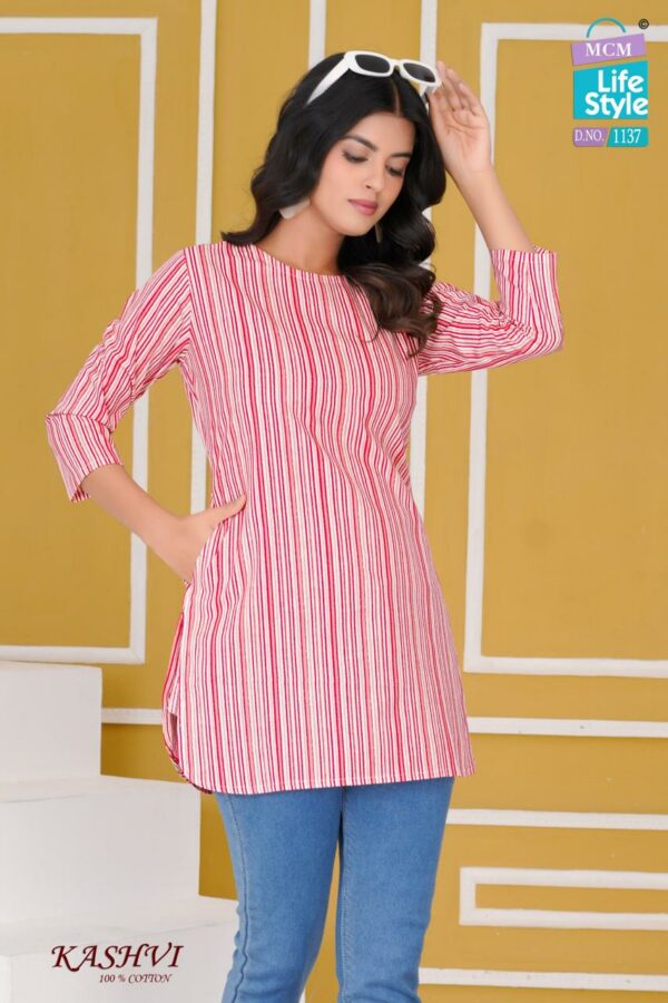 MCM LIFESTYLE KASHVI Rehmat Boutique  MCM LIFESTYLE KASHVI COTTON SHORT KURTI CATALOGUE 22.jpg