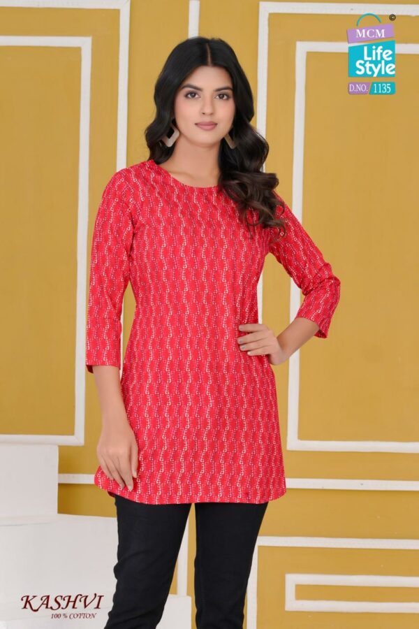 MCM LIFESTYLE KASHVI Rehmat Boutique  MCM LIFESTYLE KASHVI COTTON SHORT KURTI CATALOGUE 29.jpg