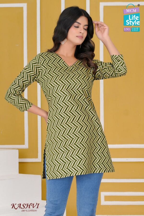 MCM LIFESTYLE KASHVI Rehmat Boutique  MCM LIFESTYLE KASHVI COTTON SHORT KURTI CATALOGUE 5.jpg