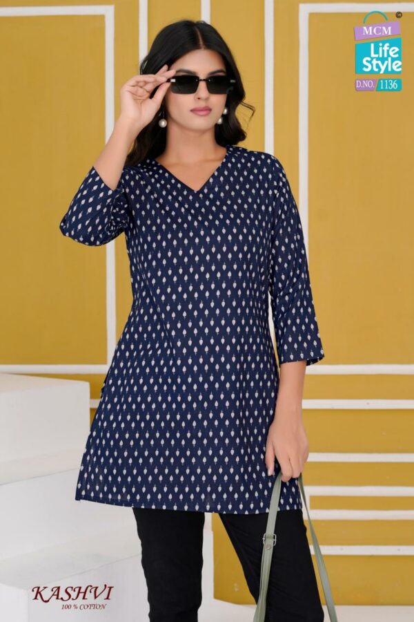 MCM LIFESTYLE KASHVI Rehmat Boutique  MCM LIFESTYLE KASHVI COTTON SHORT KURTI CATALOGUE 7.jpg