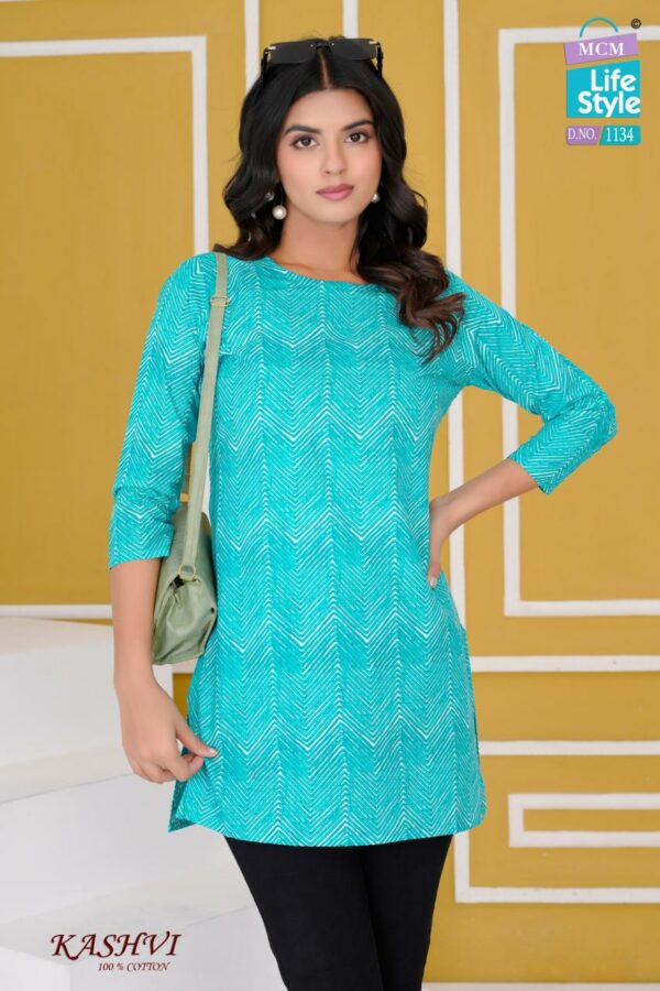 MCM LIFESTYLE KASHVI Rehmat Boutique  MCM LIFESTYLE KASHVI COTTON SHORT KURTI CATALOGUE 9.jpg
