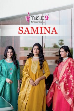 MYSTIC 9 SAMINA VOL 1 Rehmat Boutique  MYSTIC 9 SAMINA VOL 1 ROMAN SILK READYMADE KURTI 1.jpg