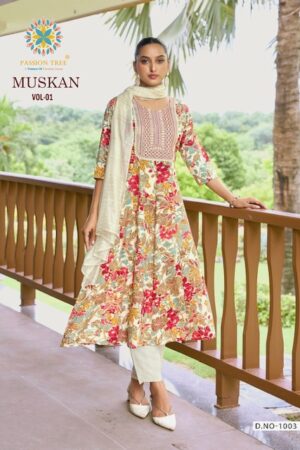 PASSION TREE MUSKAN VOL 1 Rehmat Boutique  PASSION TREE MUSKAN VOL 1 RAYON ANARKALI KURTI 5.jpg