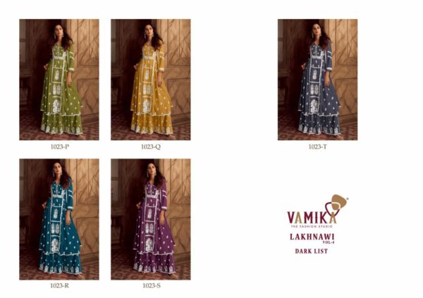 VAMIKA LAKHNAWI VOL 4 Rehmat Boutique  VAMIKA LAKHNAWI VOL 4 DARK LIST RAYON KURTI SUPPLIER 3.jpg
