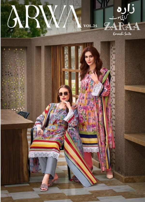 ZARAA PRINT ARWA VOL 25 Rehmat Boutique  ZARAA PRINT ARWA VOL 25 PURE COTTON PRINTED SUITS 3.jpg