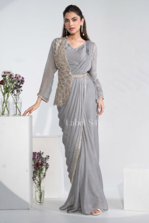 Shivali S4u Grey Grace-Pre-Draped Saree New Arrival 2025 Rehmat Boutique  724.jpg