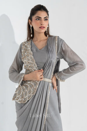 Shivali S4u Grey Grace-Pre-Draped Saree New Arrival 2025 Rehmat Boutique  724 1.jpg