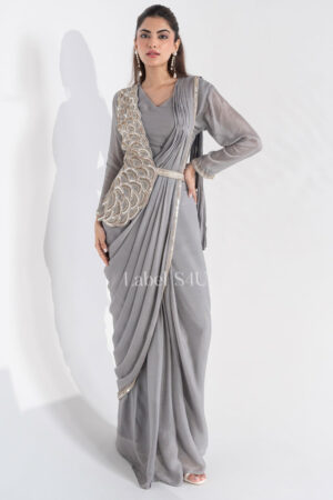 Shivali S4u Grey Grace-Pre-Draped Saree New Arrival 2025 Rehmat Boutique  724 2.jpg