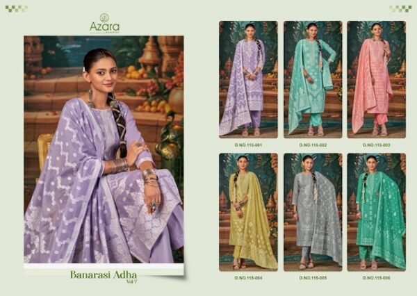 AZARA BANARASI ADHA VOL 7 COTTON JACQUARD SUITS 8.jpg