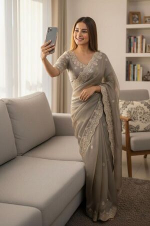 Home Rehmat Boutique Buy Ethnic Suits Online for Weddings kc 915 silk sequence work saree for womens Rehmat Boutique