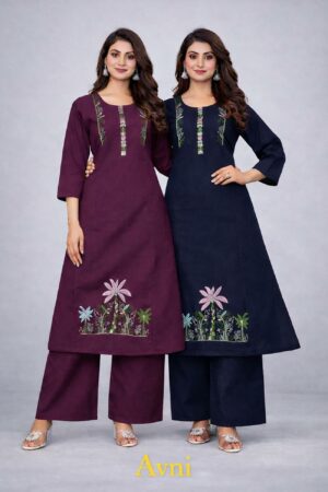 Surili - AVNI Flax Cotton Embroidery Kurta Palazzo Set Rehmat Boutique  surili avni flax cotton embroidery kurta palazzo set 2026 02 06 17 08 04.jpg